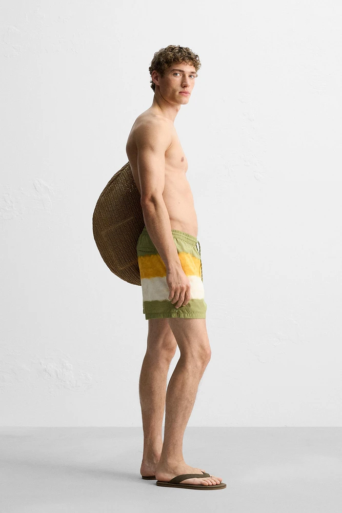 TIE DYE PRINT MID-LENGTH SWIMSUIT