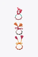 LOT DE 3 BRACELETS RIGIDES EN TISSU ET PIERRES