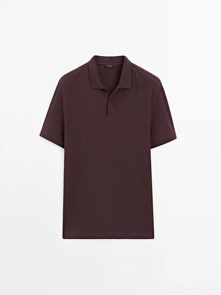 Micro textured piqué cotton polo shirt