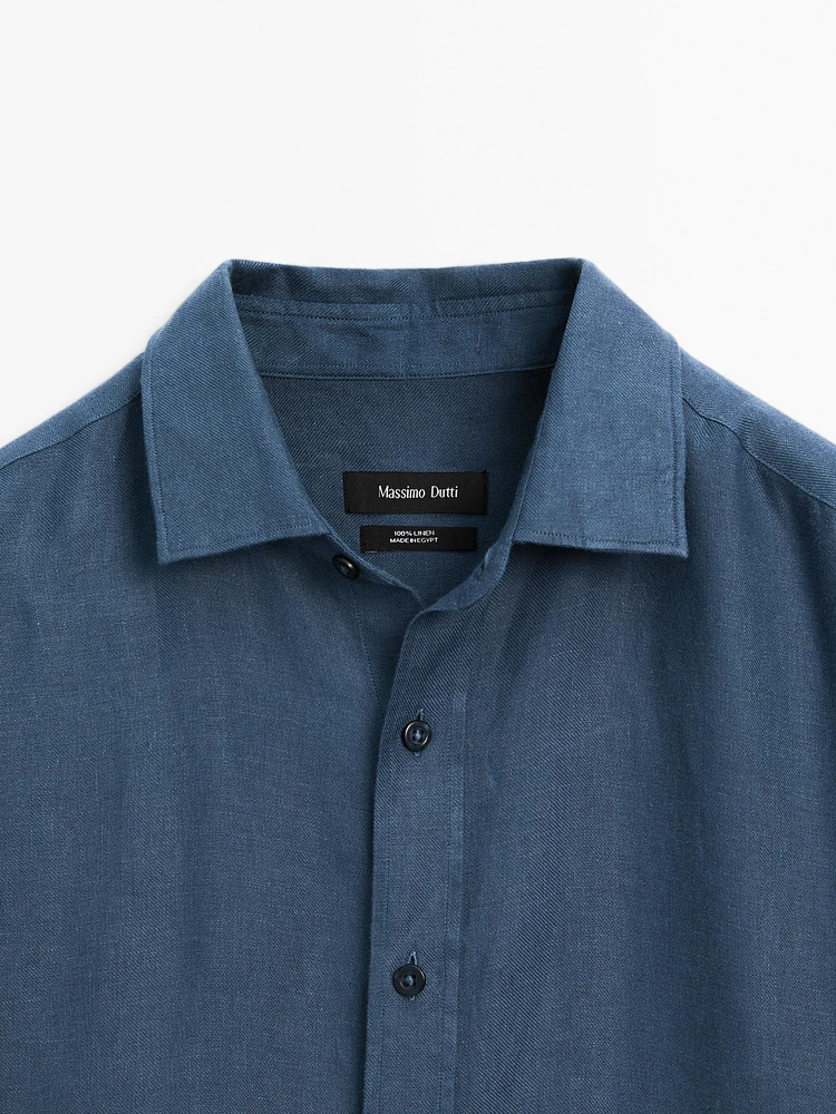 100% linen regular fit twill shirt