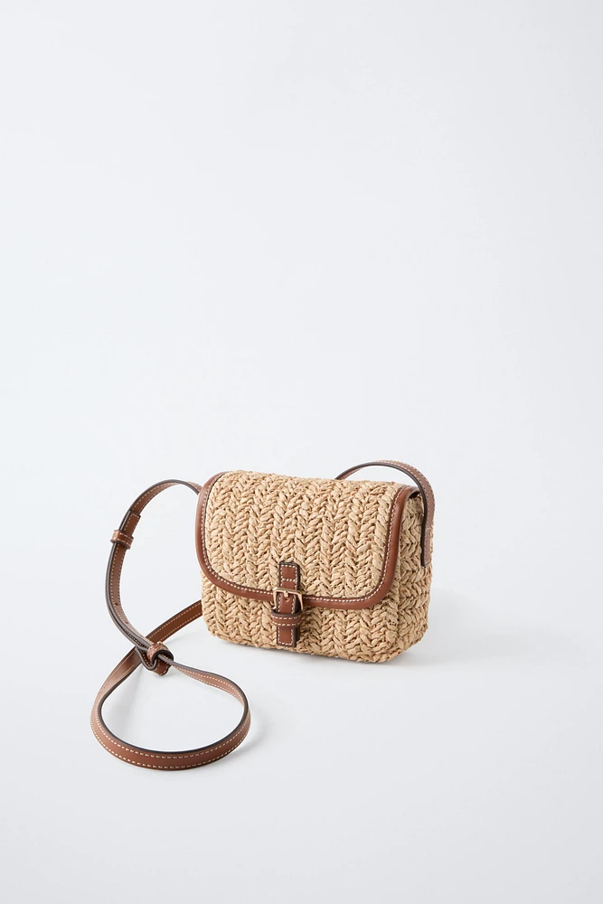 RAFFIA EFFECT CROSSBODY BAG