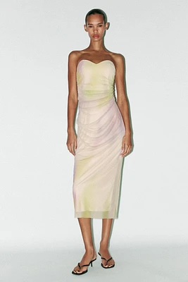 ROBE BUSTIER EN TULLE IMPRIMÉ