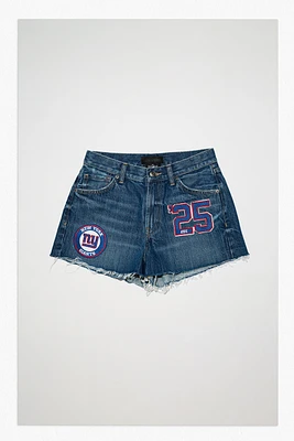 TRF NFL GIANTS HIGH-WAISTED DENIM SHORTS