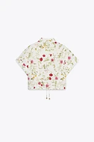 PRINTED SHIRT WITH EYELET EMBROIDERY