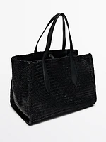 Grand sac satchel tressé en cuir nappa