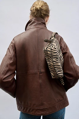 ANIMAL PRINT LEATHER AND HAIR SHOULDER BAG