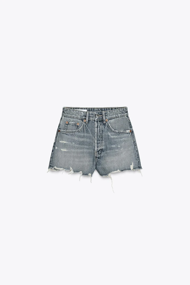 SHORTS EN JEAN TRF TAILLE HAUTE DÉCHIRURES