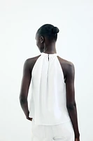 TOP HALTER VOLANTS AVEC RAMIE
