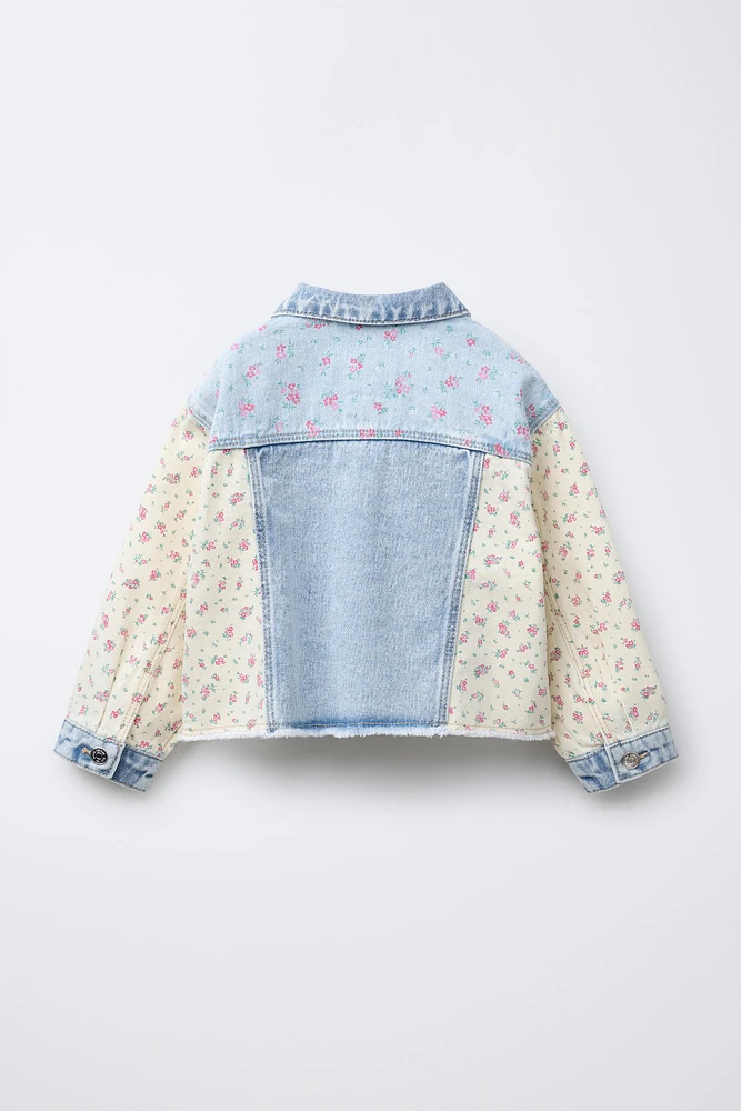 VESTE EN DENIM PATCHWORK FLEURS