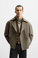 SHORT TECHNICAL FABRIC TRENCH COAT