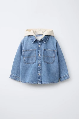SURCHEMISE EN DENIM CAPUCHE AMOVIBLE