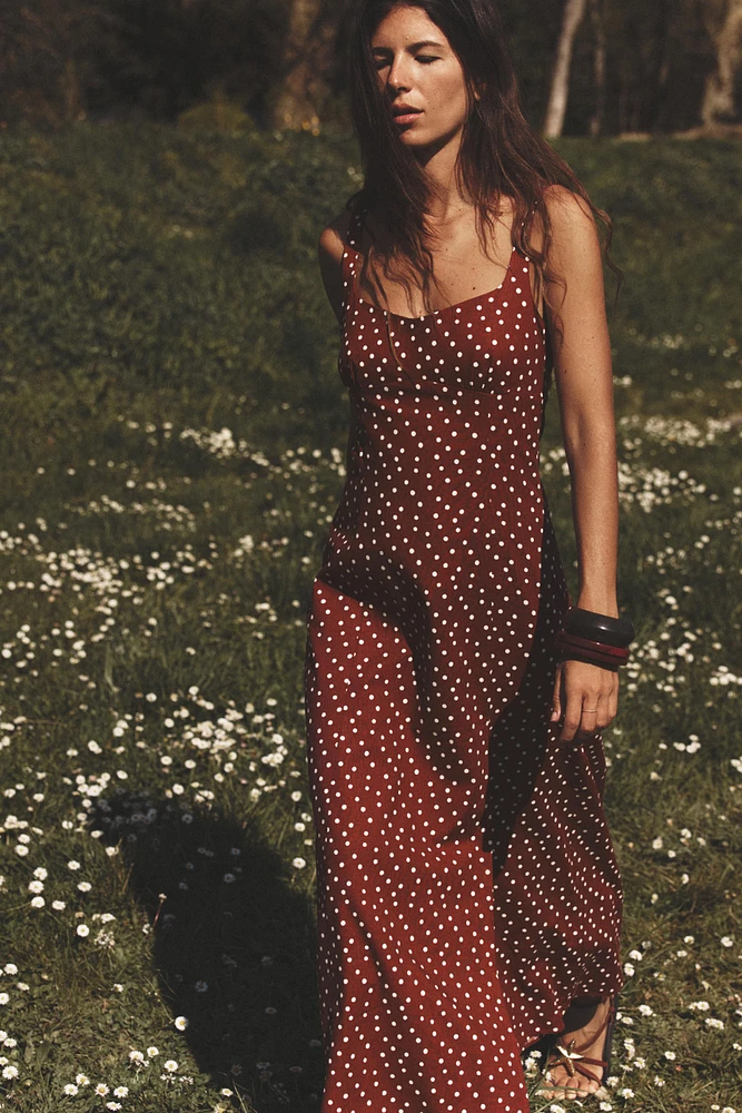 ROBE MIDI À POIS AVEC LIN