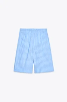 ZW COLLECTION STRIPED PLEATED BERMUDA SHORTS