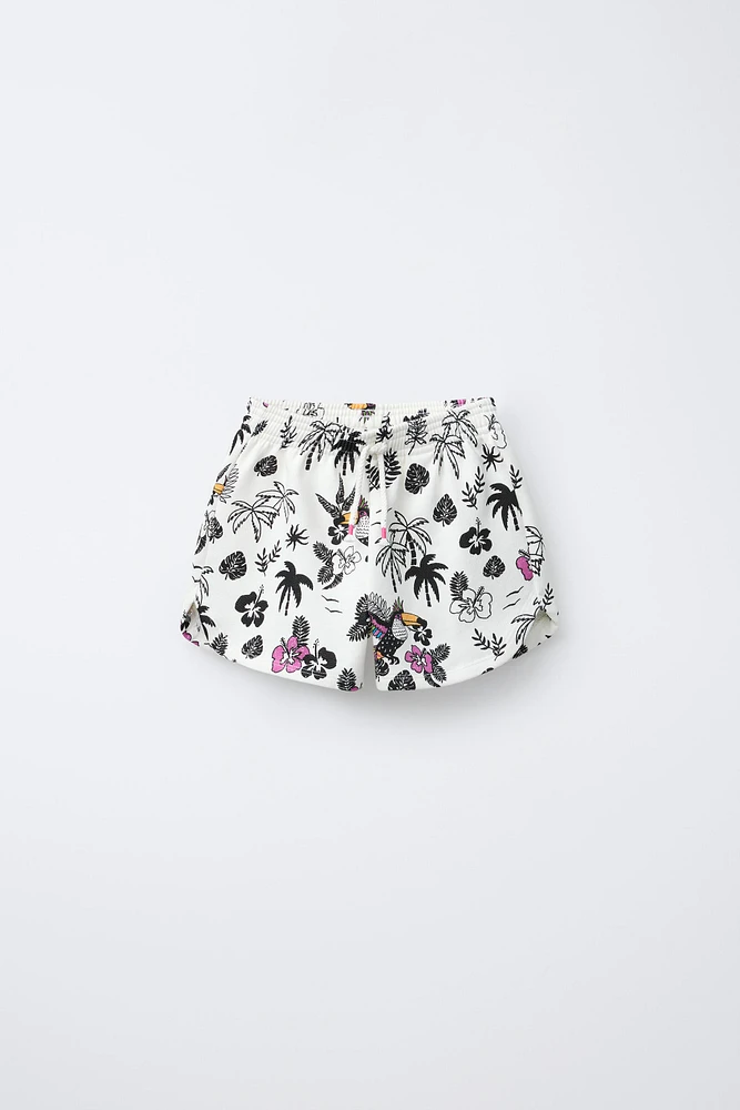 PALM TREE PRINT BERMUDA SHORTS