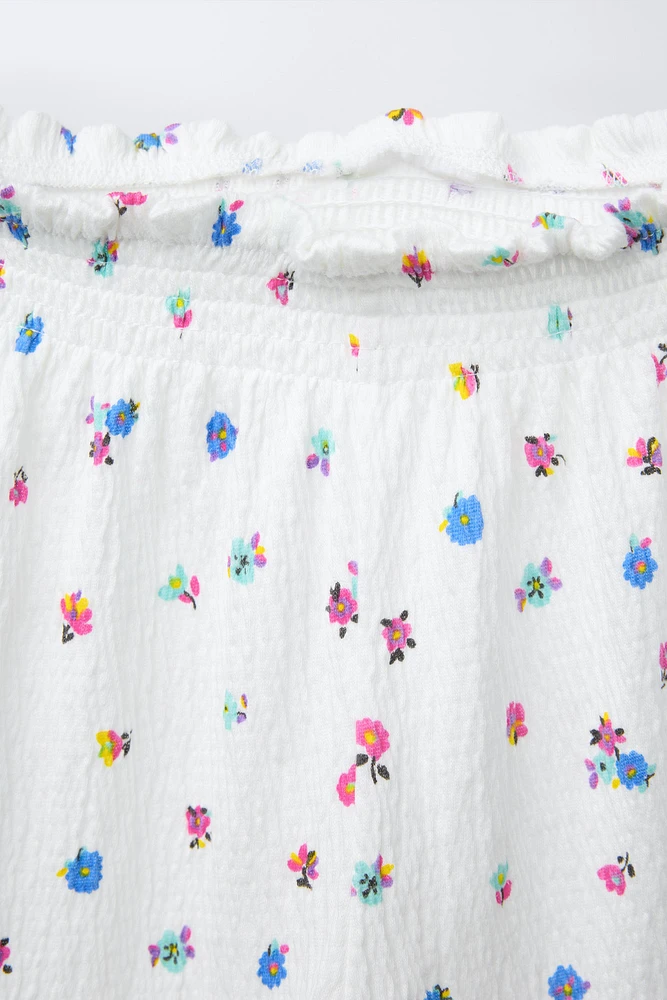 PANTALON JUPE-CULOTTE TEXTURÉ FLEURS