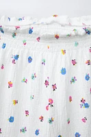 PANTALON JUPE-CULOTTE TEXTURÉ FLEURS