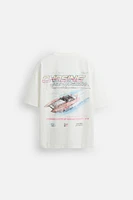 T-SHIRT IMPRIMÉ DÉLAVÉ RACING