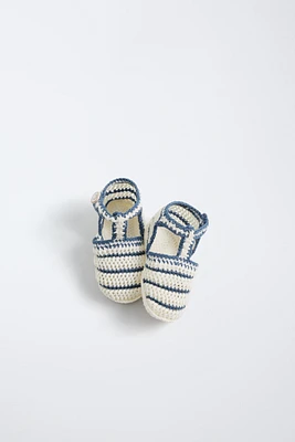 STRIPED COTTON BOOTIES