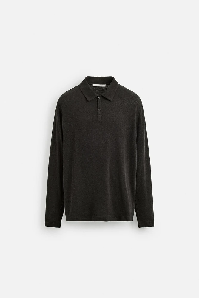 LINEN BLEND REGULAR FIT POLO SHIRT