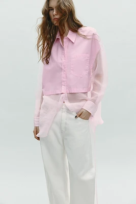 OVERSIZED COMBINATION ORGANZA SHIRT