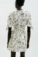 ROBE COURTE IMPRIMÉE BRODÉE AJOURÉE
