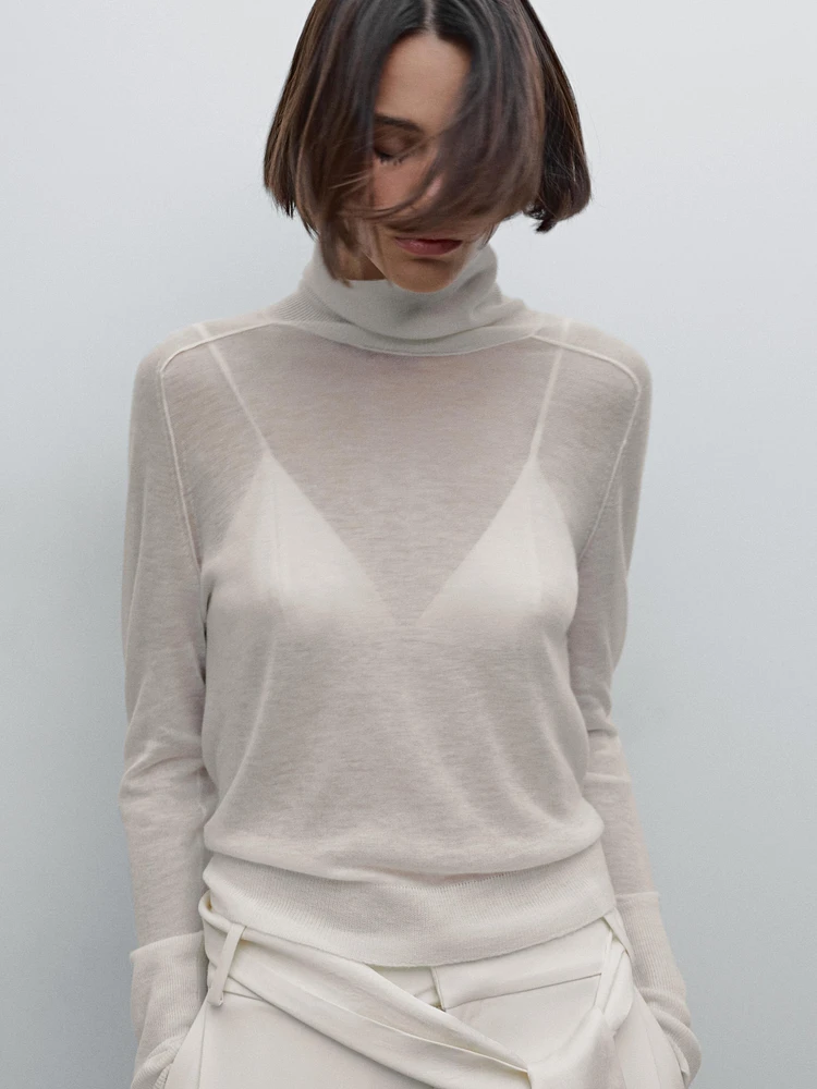 Cropped flowing knit sweater - Studio