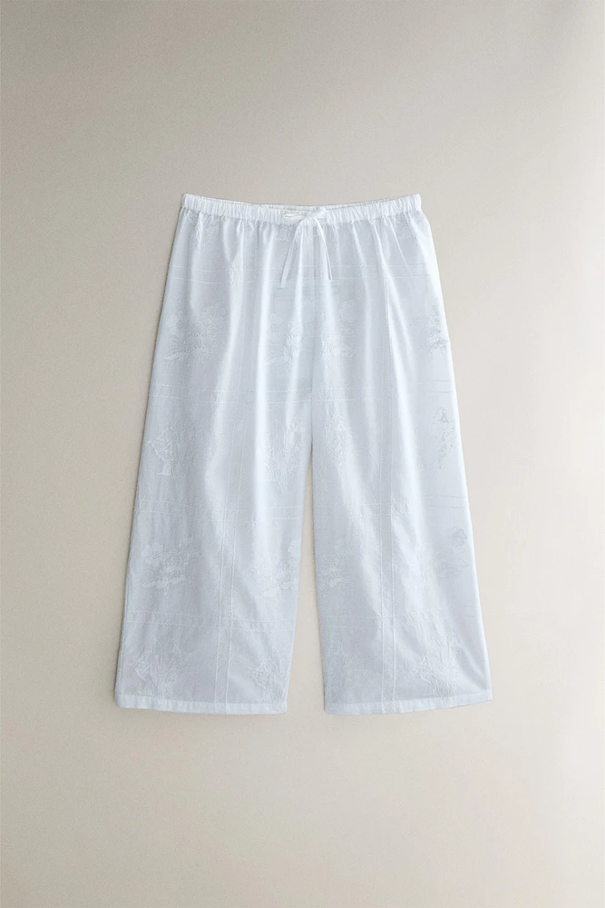 PANTALON COTON BRODERIES