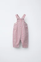 STRIPED TWILL OVERALLS