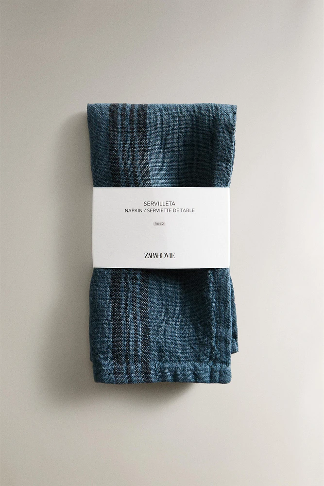 LOT SERVIETTES DE TABLE LIN ÉPAIS COLORÉ (LOT DE 2)