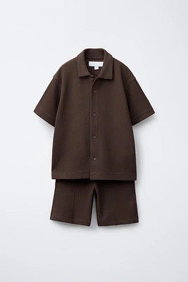 TEXTURED SHIRT AND BERMUDA SET