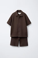 TEXTURED SHIRT AND BERMUDA SET