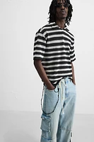 STRIPED KNIT POLO SHIRT