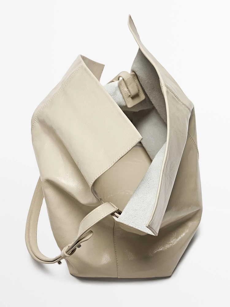 Sac flap craquelé en cuir nappa
