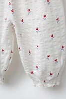 TEXTURED FLORAL PRINT PANTS