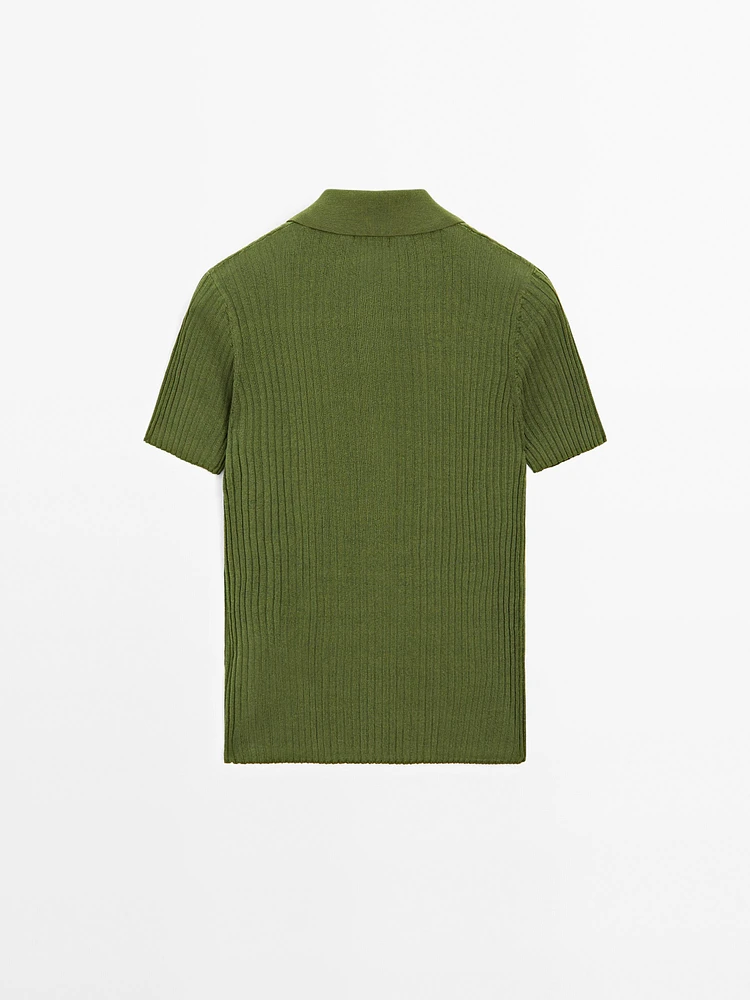 Pull polo en maille de coton