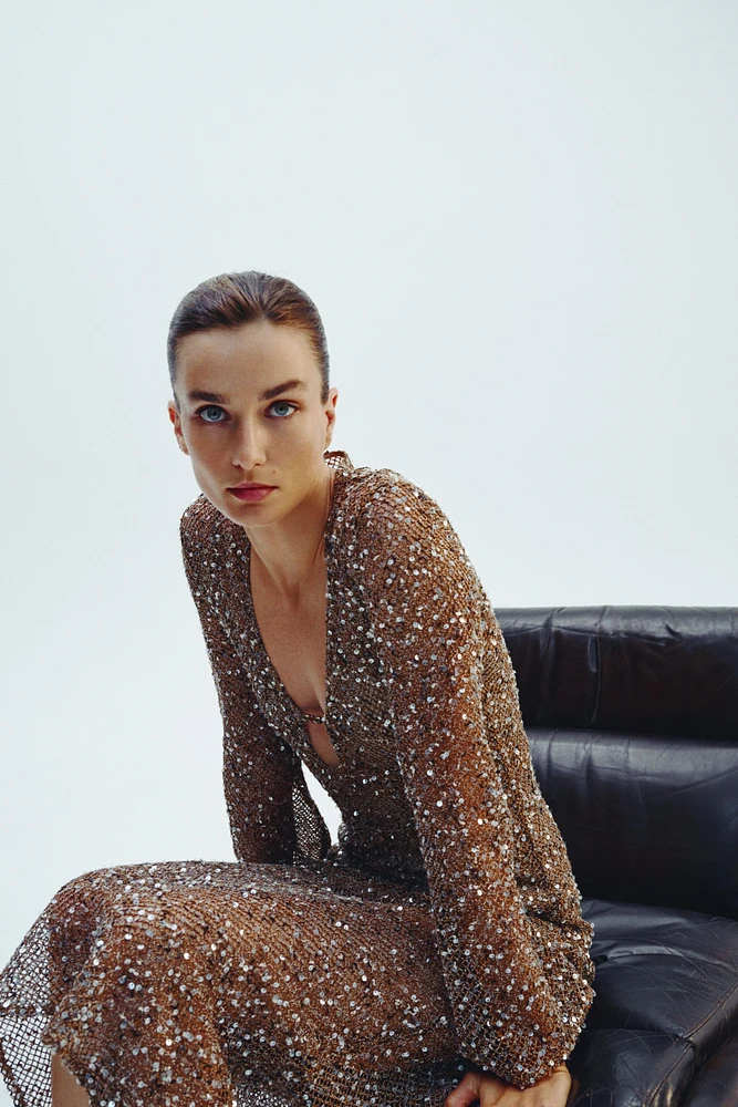 SEQUIN MIDI DRESS