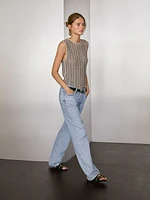 Top en maille ajourée de coton mélang
