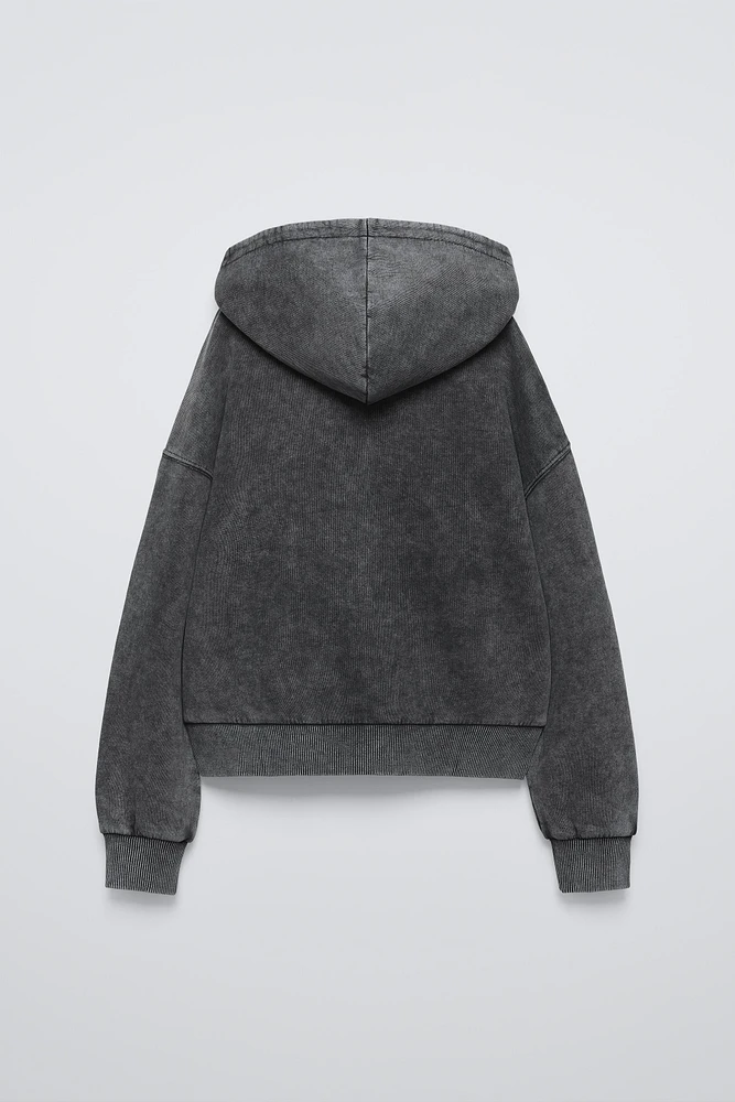 WASHED EFFECT HOODED JACKET