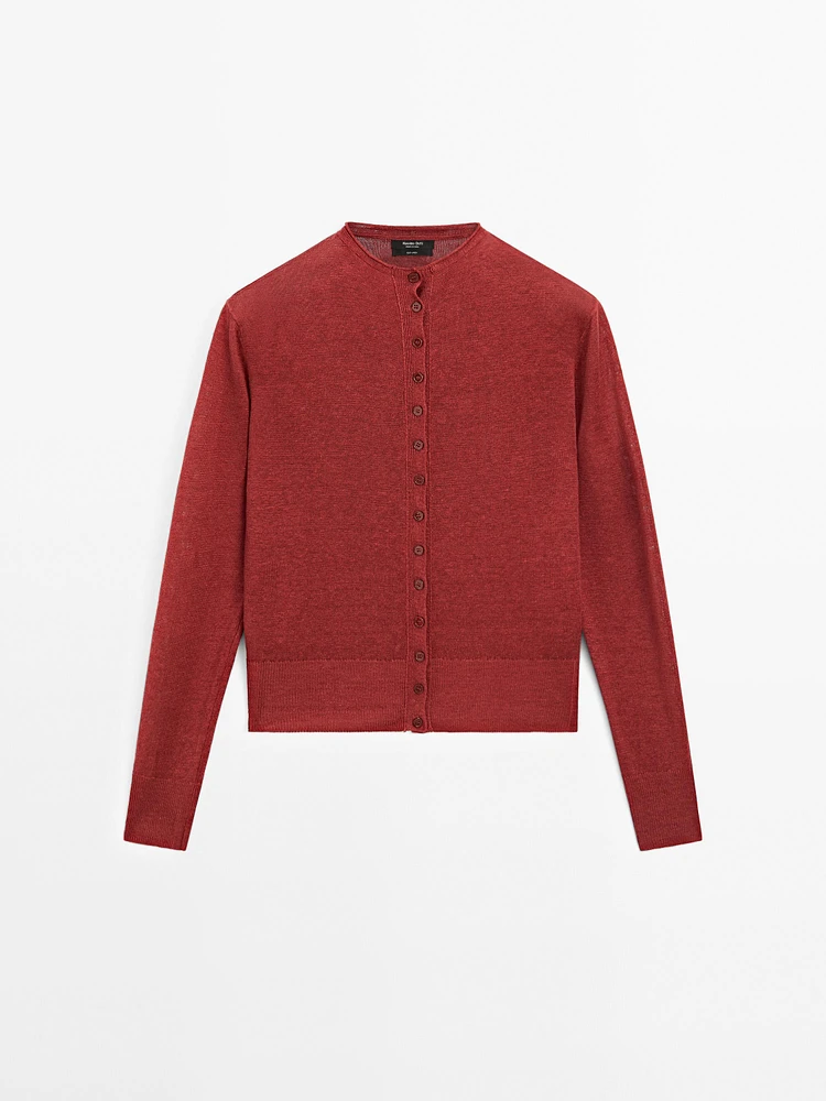Cardigan manches longues 100 % lin
