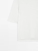 Pull en maille à manches courtes lin