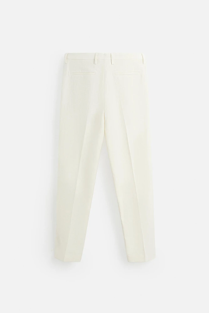 LIMITED EDITION HERRINGBONE LINEN-WOOL PANTS