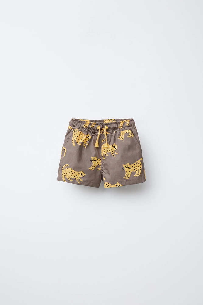 2-6 YEARS/ KITTEN PRINT SWIM SHORTS