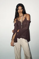 RUFFLED COLD-SHOULDER TOP