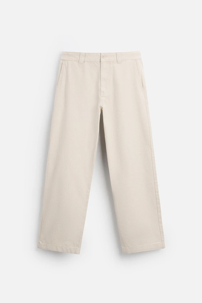 STRAIGHT FIT TWILL PANTS