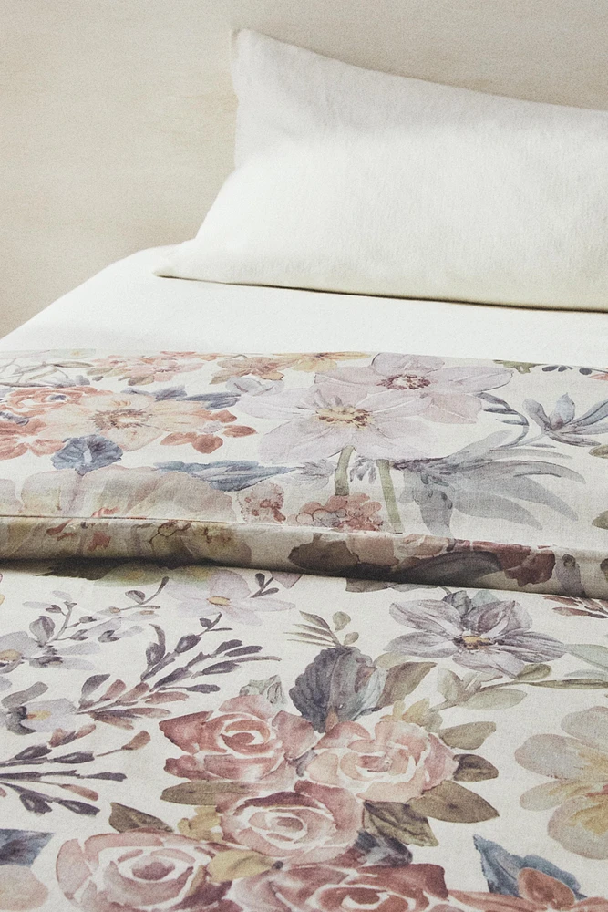 FLORAL PRINT SATEEN DUVET COVER