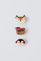 THREE-PACK OF ANIMAL CLIPS