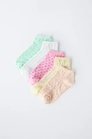 LOT DE CINQ PAIRES SOCQUETTES CŒURS ET STRUCTURE