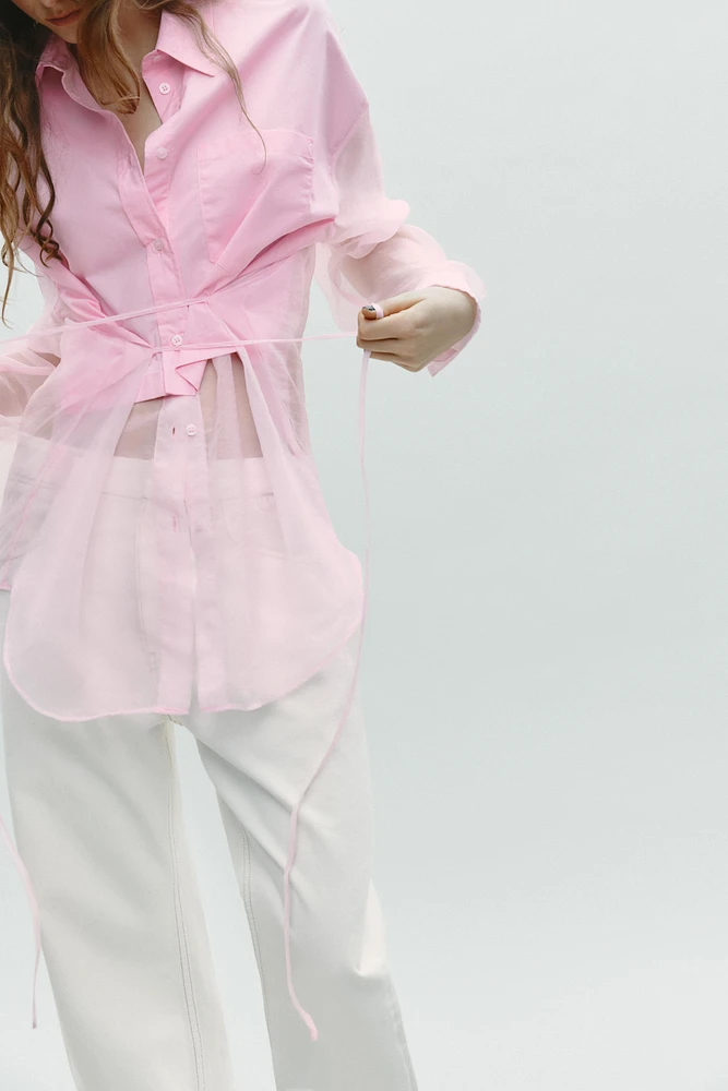 CHEMISE OVERSIZE À RAYURES EN ORGANZA