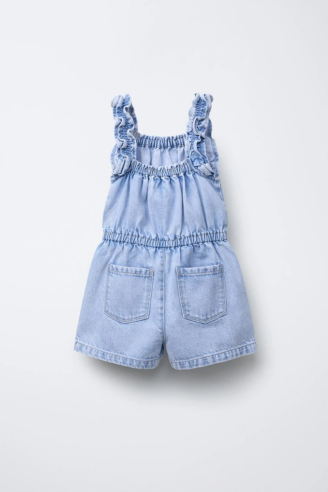 COMBI-SHORT EN DENIM À VOLANT