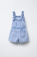 SHORT DENIM RUFFLE ROMPER
